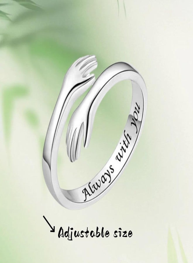 BlingNook Granddaughter Daughter Hug Ring For Hope Rings, Stainless Steel Inspirational Jewelry Engraved Always With You Love You Forever Message Adjustable Non Tarnish Jewelry Birthday Gift Card (Silver) - Image 5